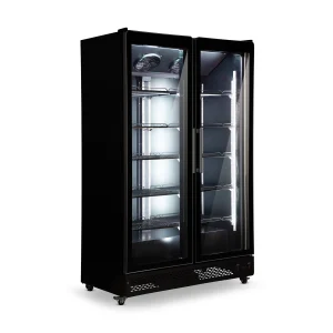 מקרר תצוגה 2 דלתות מעוגל שחור